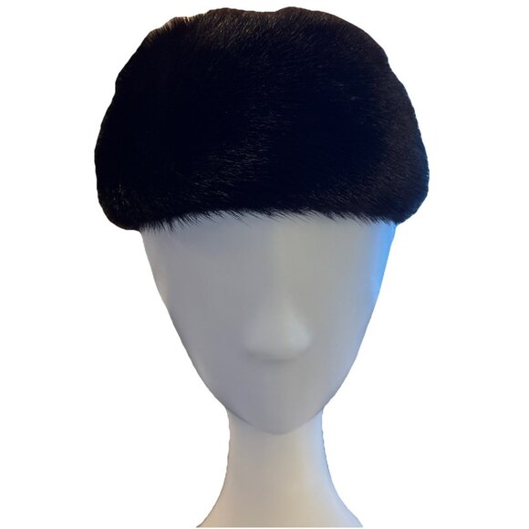 Christian Dior Vintage 1960s Black Fur Hat Mesh Trim - Picture 1 of 6
